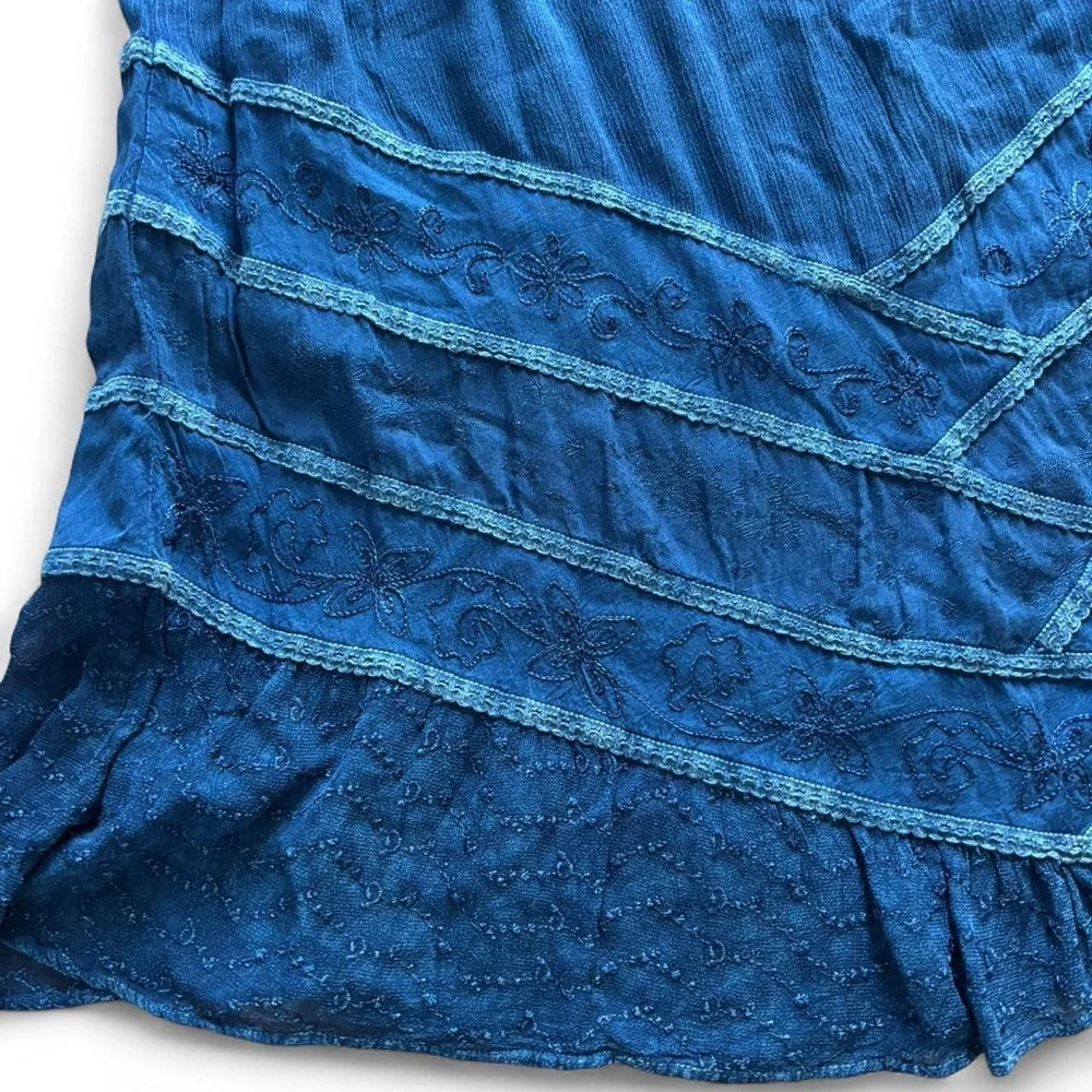 90s Tiered Embroidered Maxi Skirt, Size Large - Picture 2 of 4